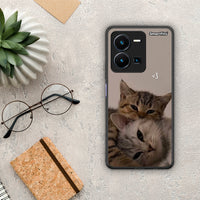 Thumbnail for Θήκη Vivo Y35 Cats In Love από τη Smartfits με σχέδιο στο πίσω μέρος και μαύρο περίβλημα | Vivo Y35 Cats In Love Case with Colorful Back and Black Bezels