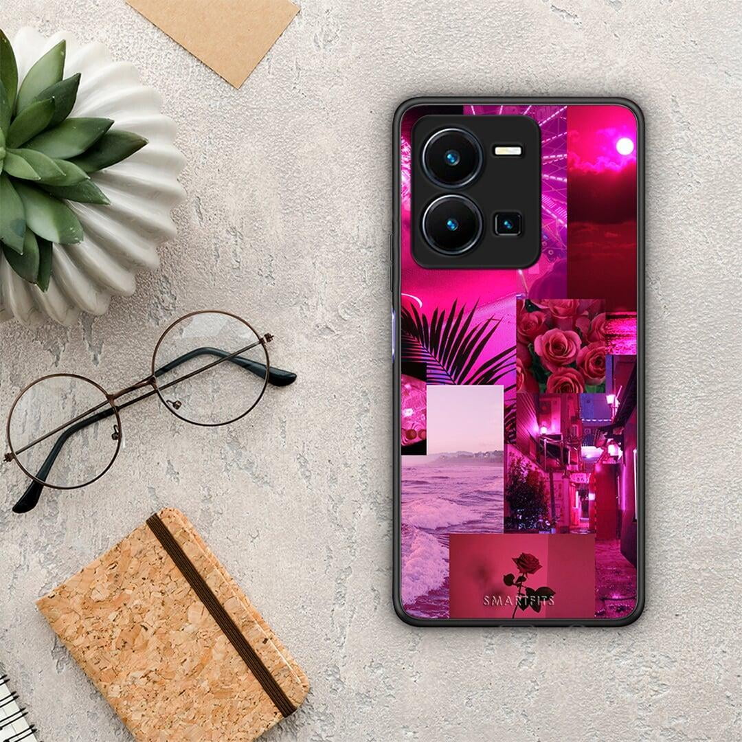 Θήκη Vivo Y35 Collage Red Roses από τη Smartfits με σχέδιο στο πίσω μέρος και μαύρο περίβλημα | Vivo Y35 Collage Red Roses Case with Colorful Back and Black Bezels