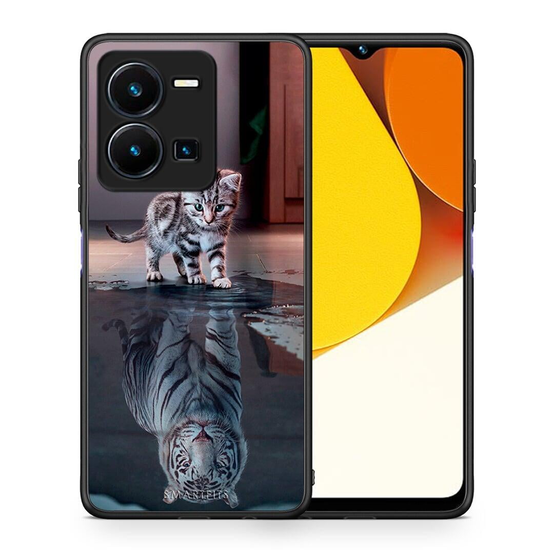 Θήκη Vivo Y35 Cute Tiger από τη Smartfits με σχέδιο στο πίσω μέρος και μαύρο περίβλημα | Vivo Y35 Cute Tiger Case with Colorful Back and Black Bezels