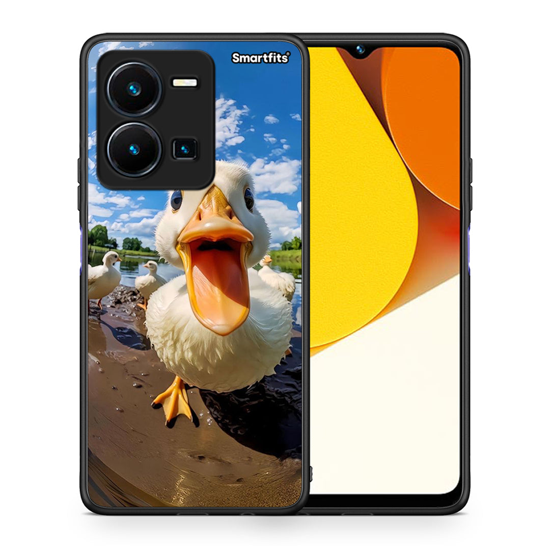 Θήκη Vivo Y35 Duck Face από τη Smartfits με σχέδιο στο πίσω μέρος και μαύρο περίβλημα | Vivo Y35 Duck Face Case with Colorful Back and Black Bezels