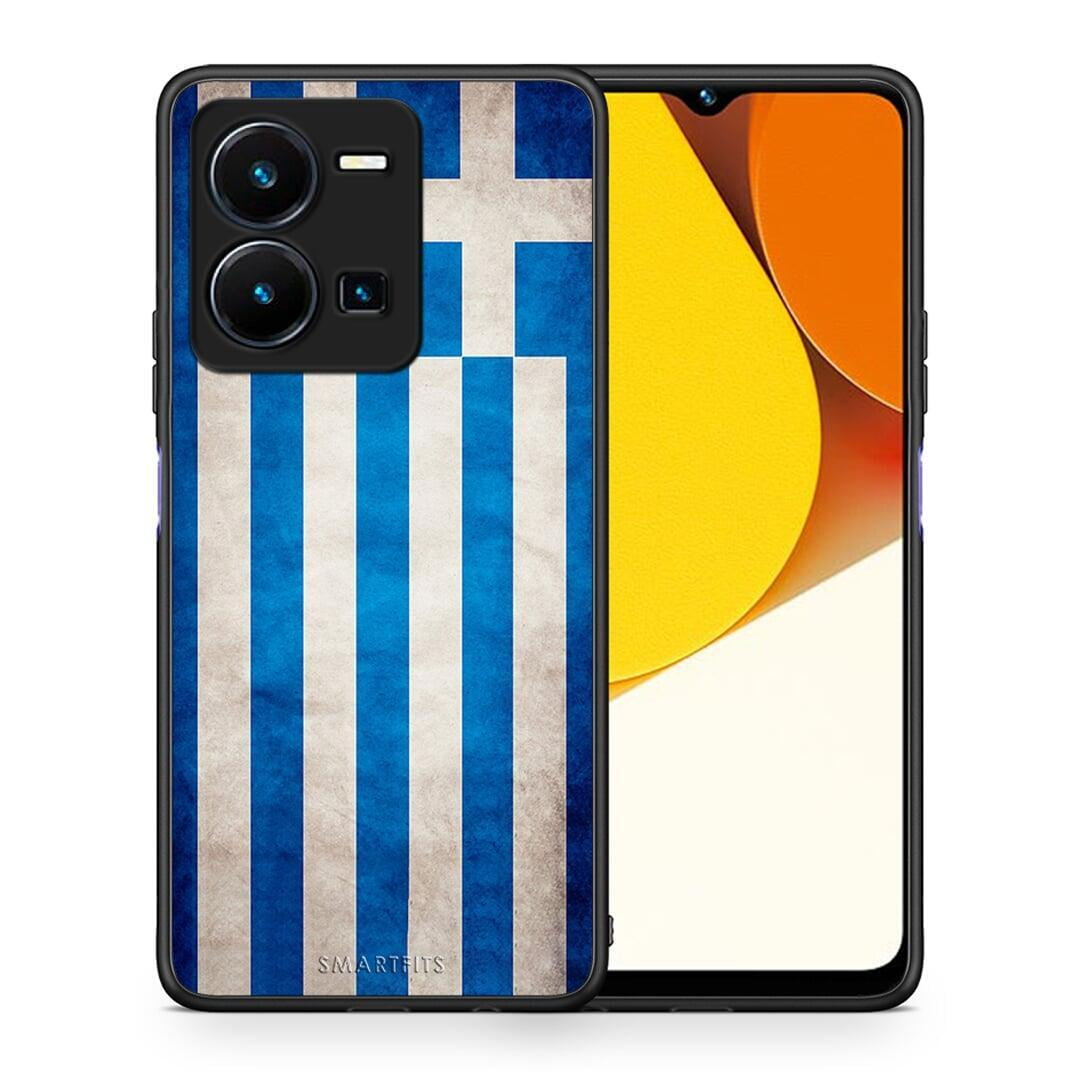 Θήκη Vivo Y35 Flag Greek από τη Smartfits με σχέδιο στο πίσω μέρος και μαύρο περίβλημα | Vivo Y35 Flag Greek Case with Colorful Back and Black Bezels