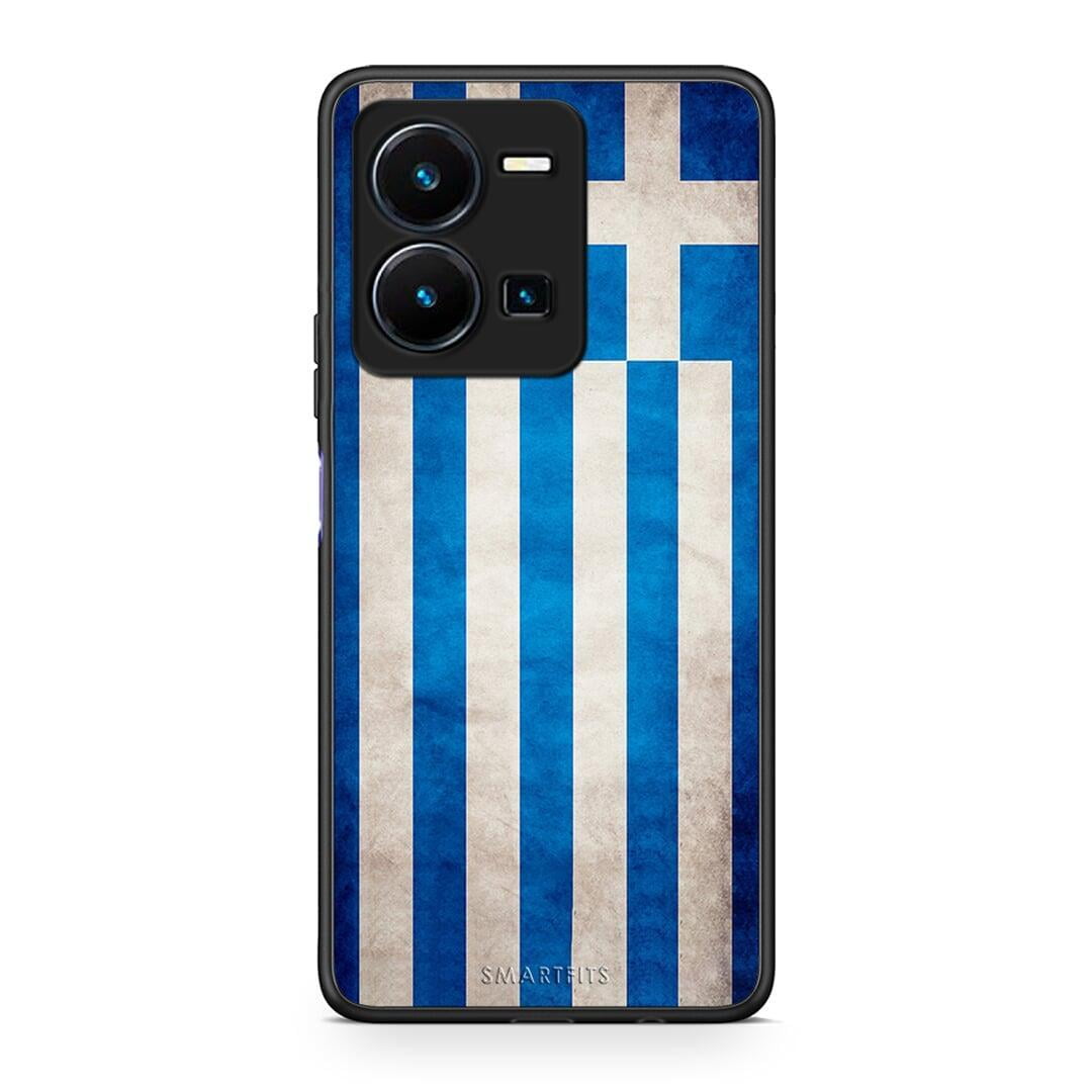 Θήκη Vivo Y35 Flag Greek από τη Smartfits με σχέδιο στο πίσω μέρος και μαύρο περίβλημα | Vivo Y35 Flag Greek Case with Colorful Back and Black Bezels