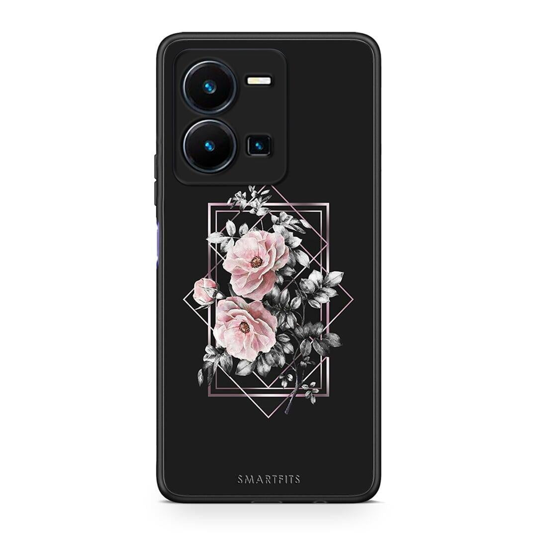 Θήκη Vivo Y35 Flower Frame από τη Smartfits με σχέδιο στο πίσω μέρος και μαύρο περίβλημα | Vivo Y35 Flower Frame Case with Colorful Back and Black Bezels