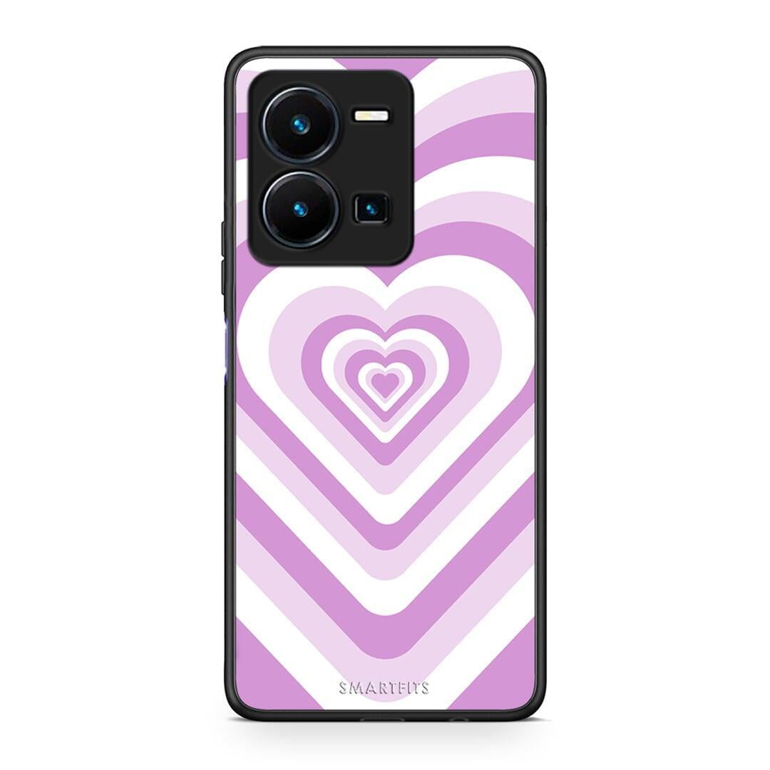 Θήκη Vivo Y35 Lilac Hearts από τη Smartfits με σχέδιο στο πίσω μέρος και μαύρο περίβλημα | Vivo Y35 Lilac Hearts Case with Colorful Back and Black Bezels