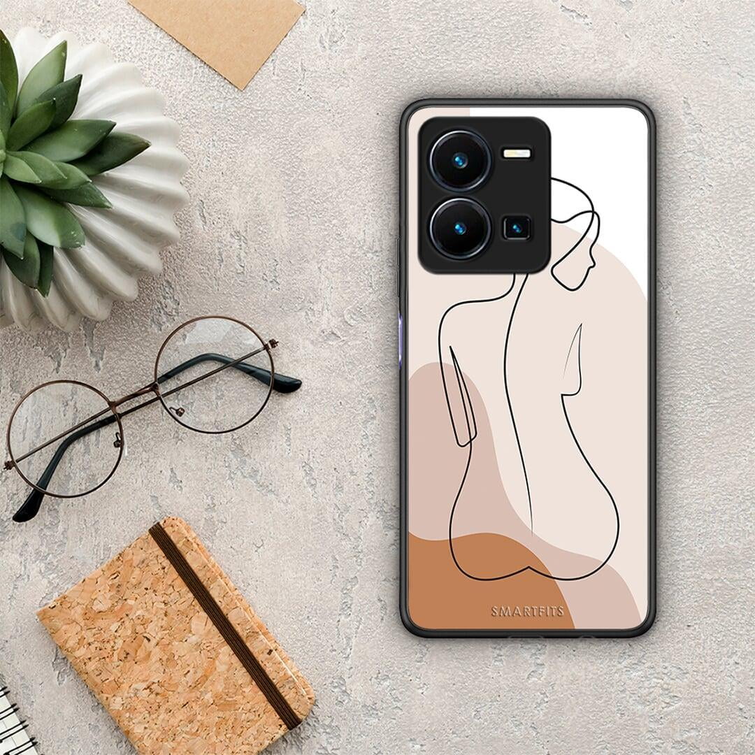 Θήκη Vivo Y35 LineArt Woman από τη Smartfits με σχέδιο στο πίσω μέρος και μαύρο περίβλημα | Vivo Y35 LineArt Woman Case with Colorful Back and Black Bezels