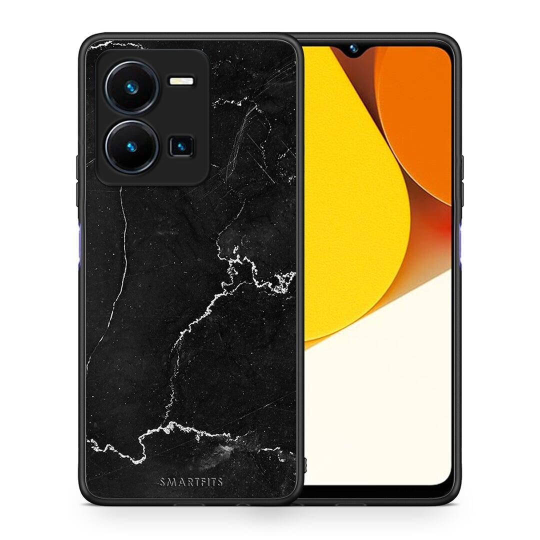 Θήκη Vivo Y35 Marble Black από τη Smartfits με σχέδιο στο πίσω μέρος και μαύρο περίβλημα | Vivo Y35 Marble Black Case with Colorful Back and Black Bezels