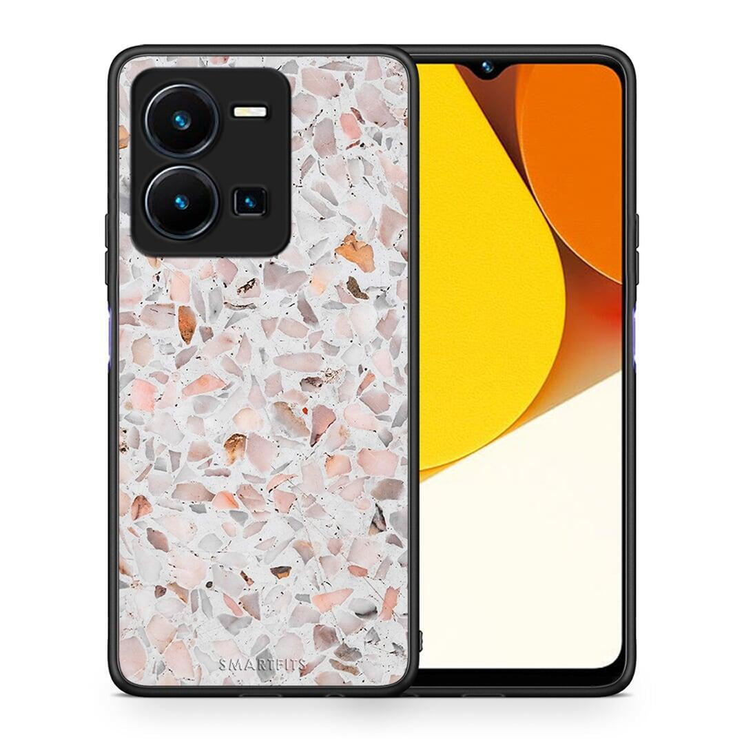 Θήκη Vivo Y35 Marble Terrazzo από τη Smartfits με σχέδιο στο πίσω μέρος και μαύρο περίβλημα | Vivo Y35 Marble Terrazzo Case with Colorful Back and Black Bezels