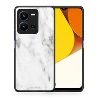 Thumbnail for Θήκη Vivo Y35 Marble White από τη Smartfits με σχέδιο στο πίσω μέρος και μαύρο περίβλημα | Vivo Y35 Marble White Case with Colorful Back and Black Bezels