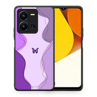 Thumbnail for Θήκη Vivo Y35 Purple Mariposa από τη Smartfits με σχέδιο στο πίσω μέρος και μαύρο περίβλημα | Vivo Y35 Purple Mariposa Case with Colorful Back and Black Bezels