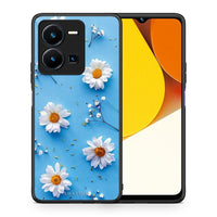 Thumbnail for Θήκη Vivo Y35 Real Daisies από τη Smartfits με σχέδιο στο πίσω μέρος και μαύρο περίβλημα | Vivo Y35 Real Daisies Case with Colorful Back and Black Bezels