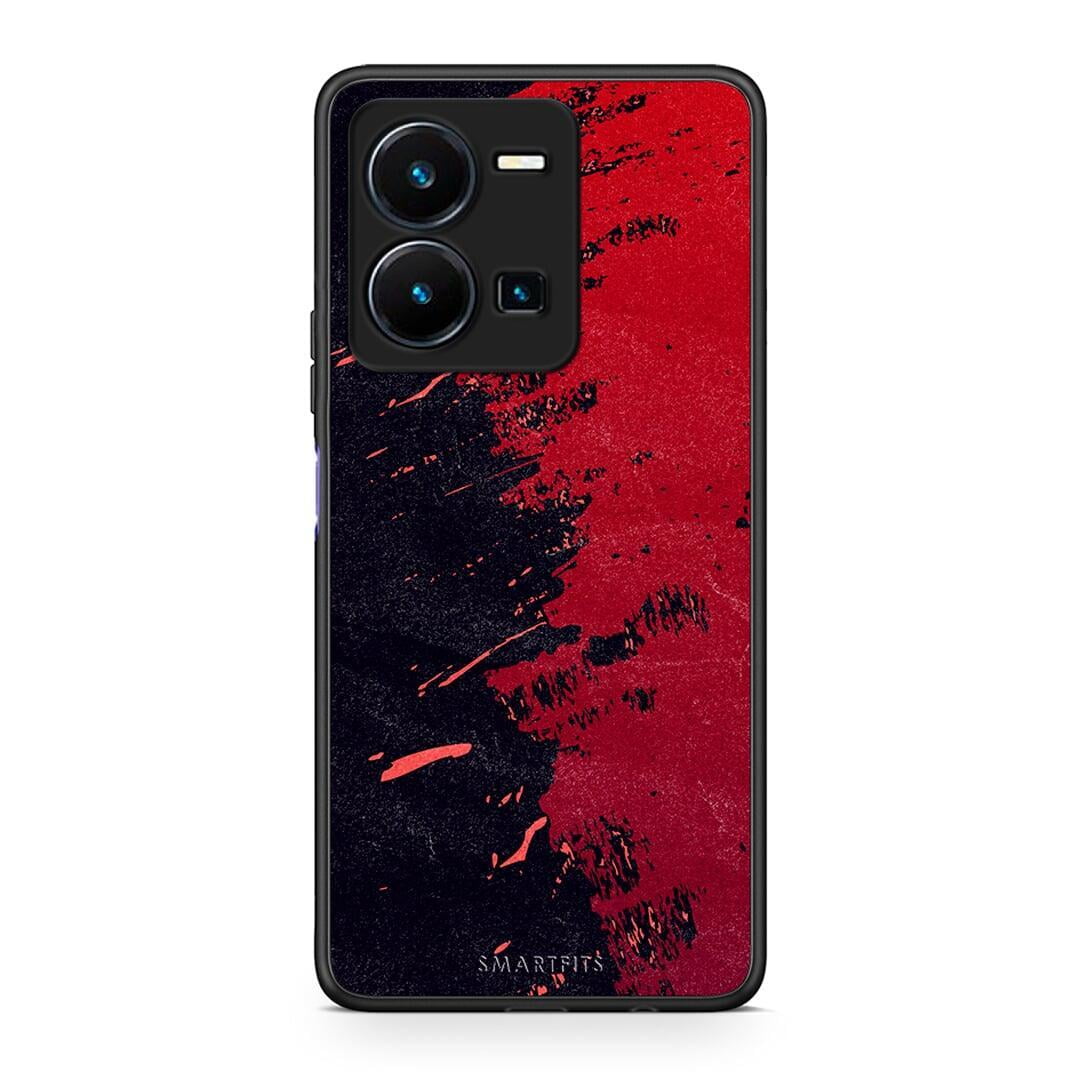 Θήκη Vivo Y35 Red Paint από τη Smartfits με σχέδιο στο πίσω μέρος και μαύρο περίβλημα | Vivo Y35 Red Paint Case with Colorful Back and Black Bezels