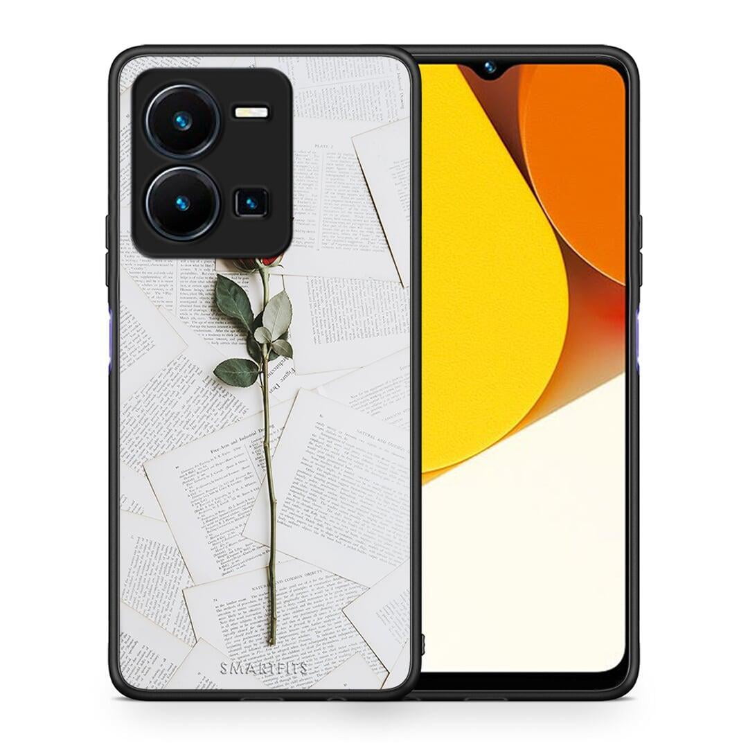 Θήκη Vivo Y35 Red Rose από τη Smartfits με σχέδιο στο πίσω μέρος και μαύρο περίβλημα | Vivo Y35 Red Rose Case with Colorful Back and Black Bezels