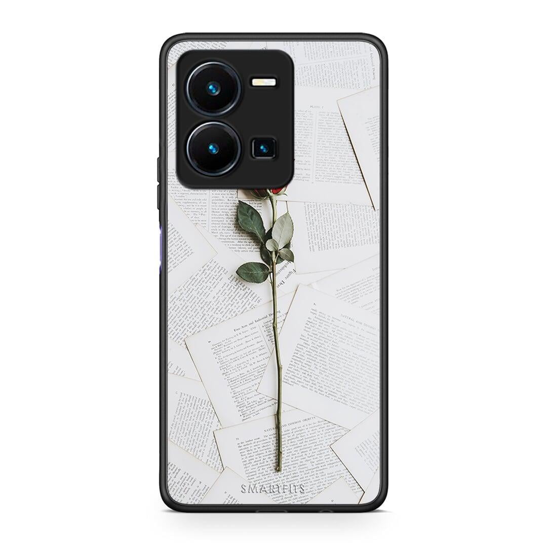 Θήκη Vivo Y35 Red Rose από τη Smartfits με σχέδιο στο πίσω μέρος και μαύρο περίβλημα | Vivo Y35 Red Rose Case with Colorful Back and Black Bezels