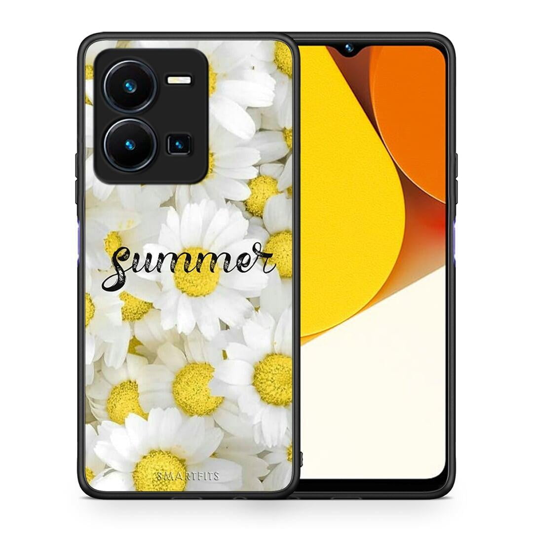 Θήκη Vivo Y35 Summer Daisies από τη Smartfits με σχέδιο στο πίσω μέρος και μαύρο περίβλημα | Vivo Y35 Summer Daisies Case with Colorful Back and Black Bezels