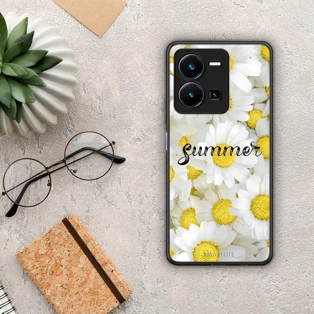 Θήκη Vivo Y35 Summer Daisies από τη Smartfits με σχέδιο στο πίσω μέρος και μαύρο περίβλημα | Vivo Y35 Summer Daisies Case with Colorful Back and Black Bezels