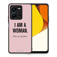 Thumbnail for Θήκη Vivo Y35 Superpower Woman από τη Smartfits με σχέδιο στο πίσω μέρος και μαύρο περίβλημα | Vivo Y35 Superpower Woman Case with Colorful Back and Black Bezels