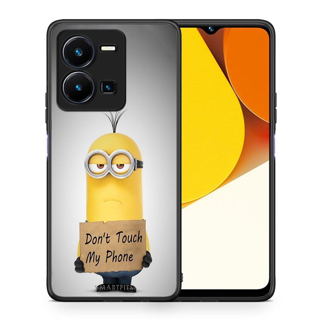 Θήκη Vivo Y35 Text Minion από τη Smartfits με σχέδιο στο πίσω μέρος και μαύρο περίβλημα | Vivo Y35 Text Minion Case with Colorful Back and Black Bezels