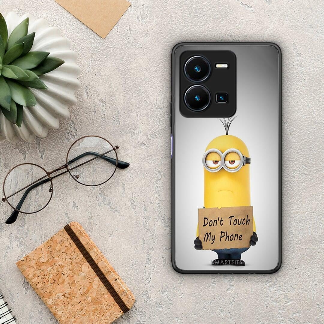 Θήκη Vivo Y35 Text Minion από τη Smartfits με σχέδιο στο πίσω μέρος και μαύρο περίβλημα | Vivo Y35 Text Minion Case with Colorful Back and Black Bezels