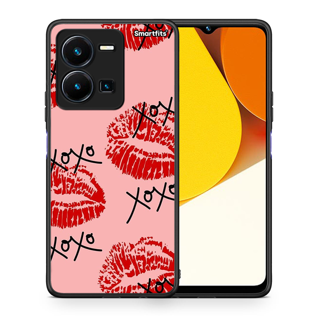 Θήκη Vivo Y35 XOXO Lips από τη Smartfits με σχέδιο στο πίσω μέρος και μαύρο περίβλημα | Vivo Y35 XOXO Lips Case with Colorful Back and Black Bezels