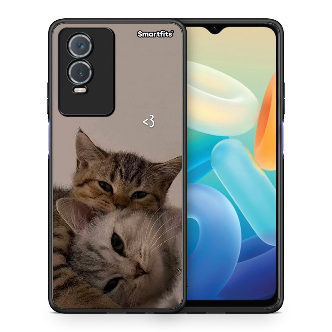 Θήκη Vivo Y76 5G / Y76s / Y74s Cats In Love από τη Smartfits με σχέδιο στο πίσω μέρος και μαύρο περίβλημα | Vivo Y76 5G / Y76s / Y74s Cats In Love case with colorful back and black bezels