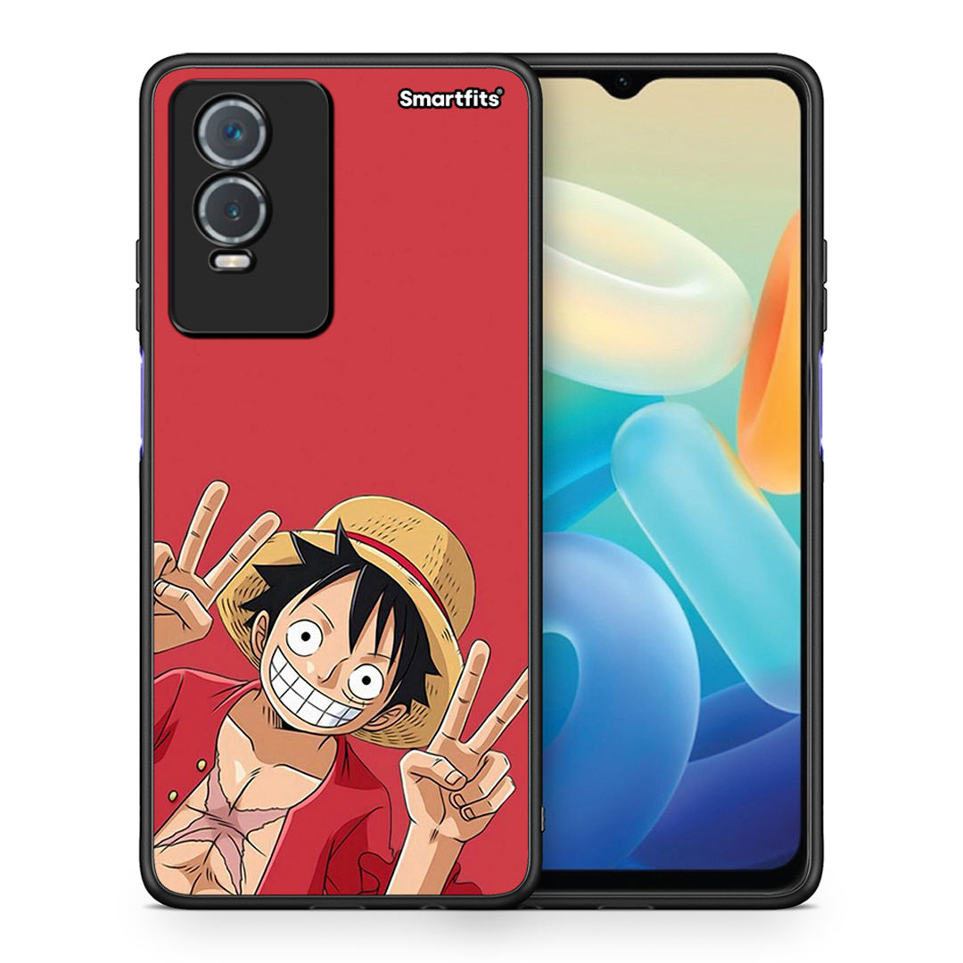 Θήκη Vivo Y76 5G / Y76s / Y74s Pirate Luffy από τη Smartfits με σχέδιο στο πίσω μέρος και μαύρο περίβλημα | Vivo Y76 5G / Y76s / Y74s Pirate Luffy case with colorful back and black bezels