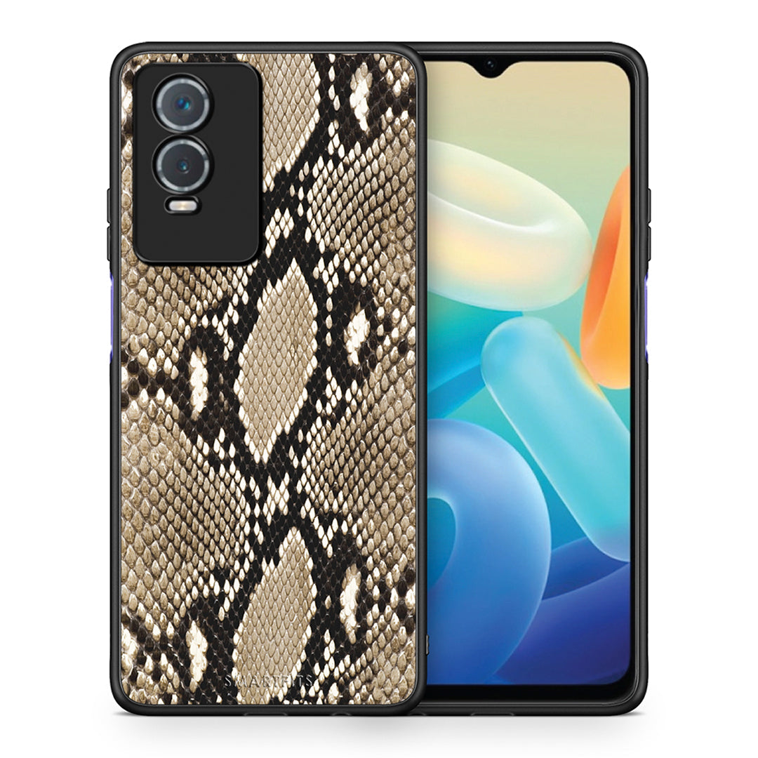 Θήκη Vivo Y76 5G / Y76s / Y74s Fashion Snake Animal από τη Smartfits με σχέδιο στο πίσω μέρος και μαύρο περίβλημα | Vivo Y76 5G / Y76s / Y74s Fashion Snake Animal case with colorful back and black bezels