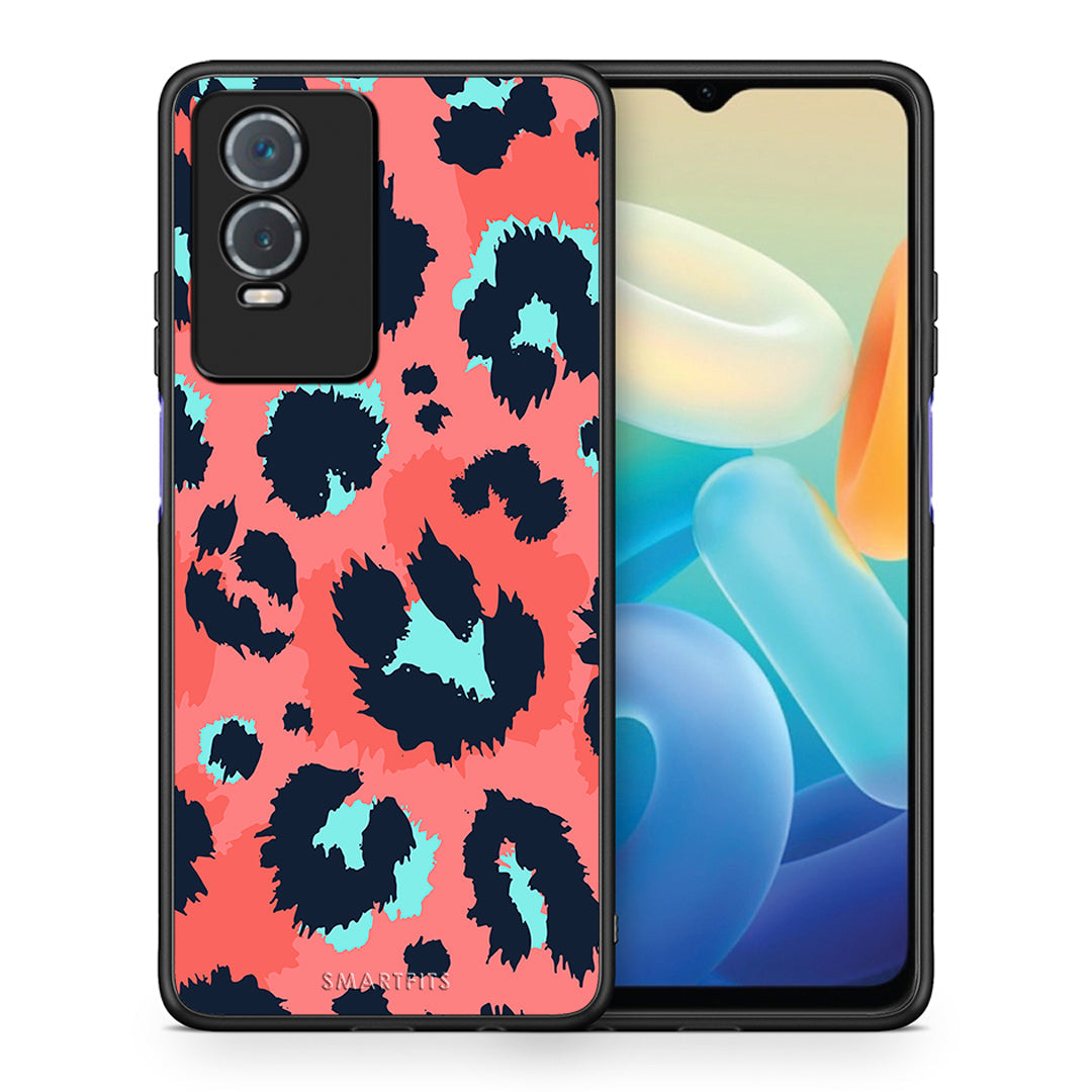 Θήκη Vivo Y76 5G / Y76s / Y74s Pink Leopard Animal από τη Smartfits με σχέδιο στο πίσω μέρος και μαύρο περίβλημα | Vivo Y76 5G / Y76s / Y74s Pink Leopard Animal case with colorful back and black bezels