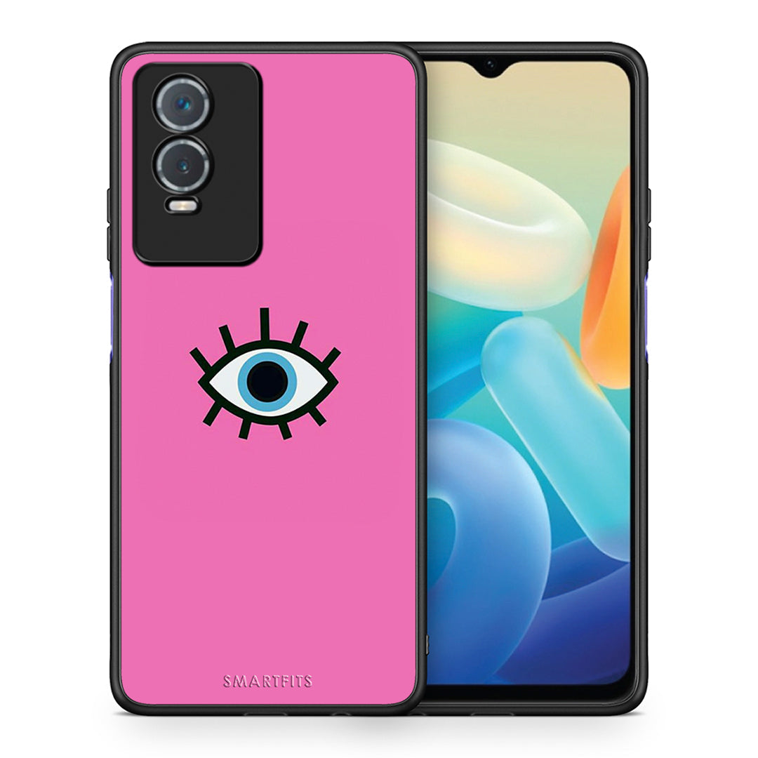 Θήκη Vivo Y76 5G / Y76s / Y74s Blue Eye Pink από τη Smartfits με σχέδιο στο πίσω μέρος και μαύρο περίβλημα | Vivo Y76 5G / Y76s / Y74s Blue Eye Pink case with colorful back and black bezels