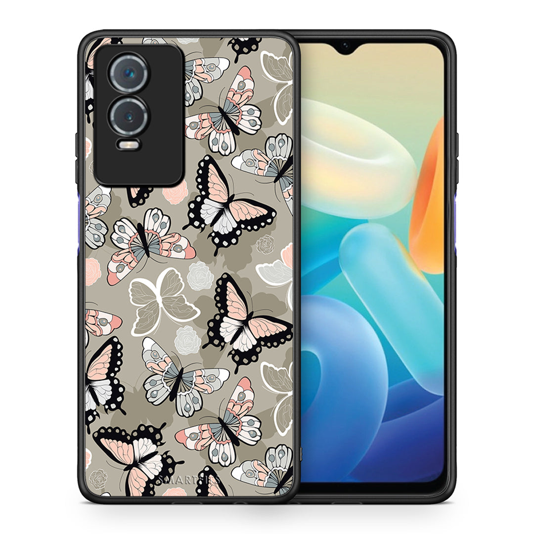 Θήκη Vivo Y76 5G / Y76s / Y74s Butterflies Boho από τη Smartfits με σχέδιο στο πίσω μέρος και μαύρο περίβλημα | Vivo Y76 5G / Y76s / Y74s Butterflies Boho case with colorful back and black bezels