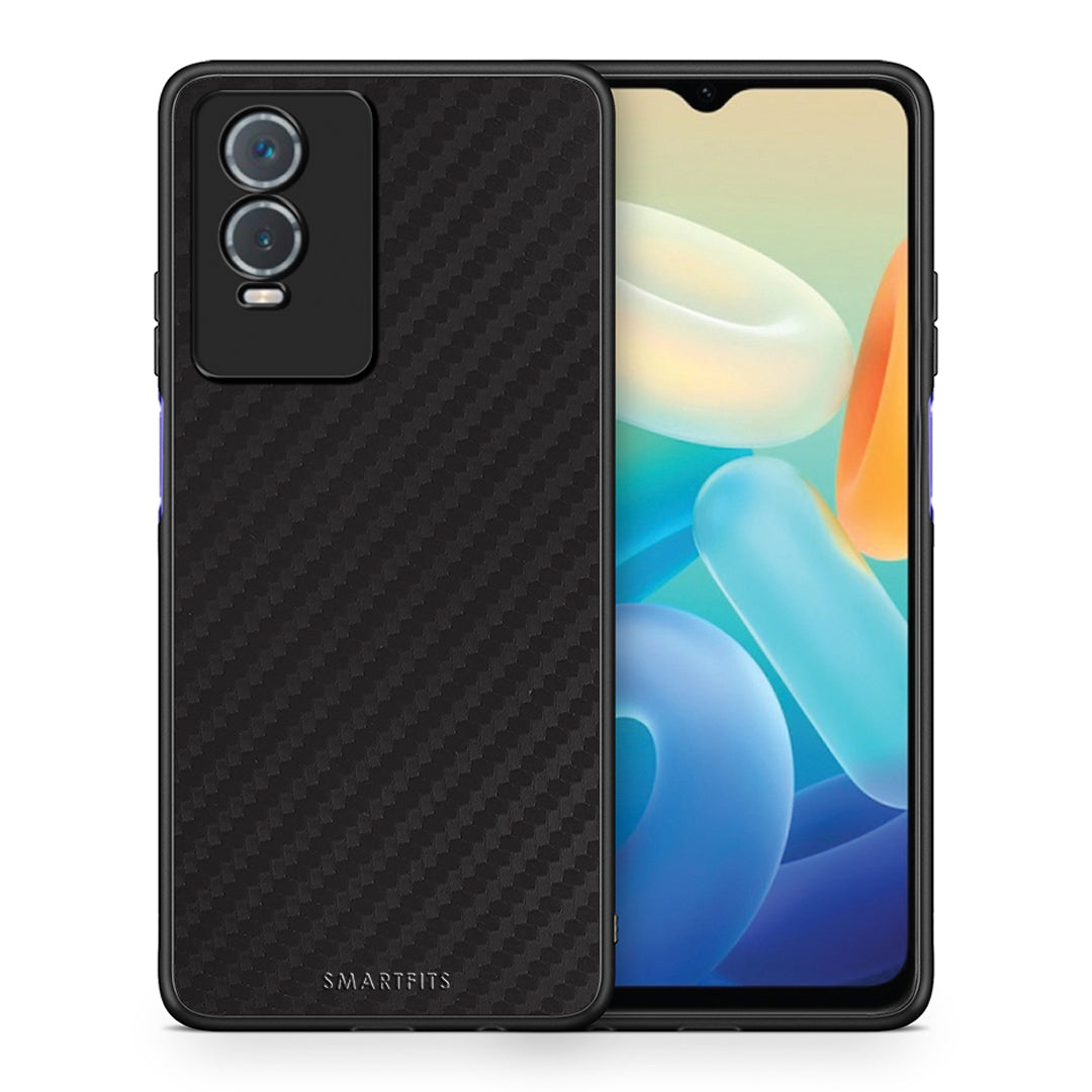 Θήκη Vivo Y76 5G / Y76s / Y74s Black Carbon από τη Smartfits με σχέδιο στο πίσω μέρος και μαύρο περίβλημα | Vivo Y76 5G / Y76s / Y74s Black Carbon case with colorful back and black bezels