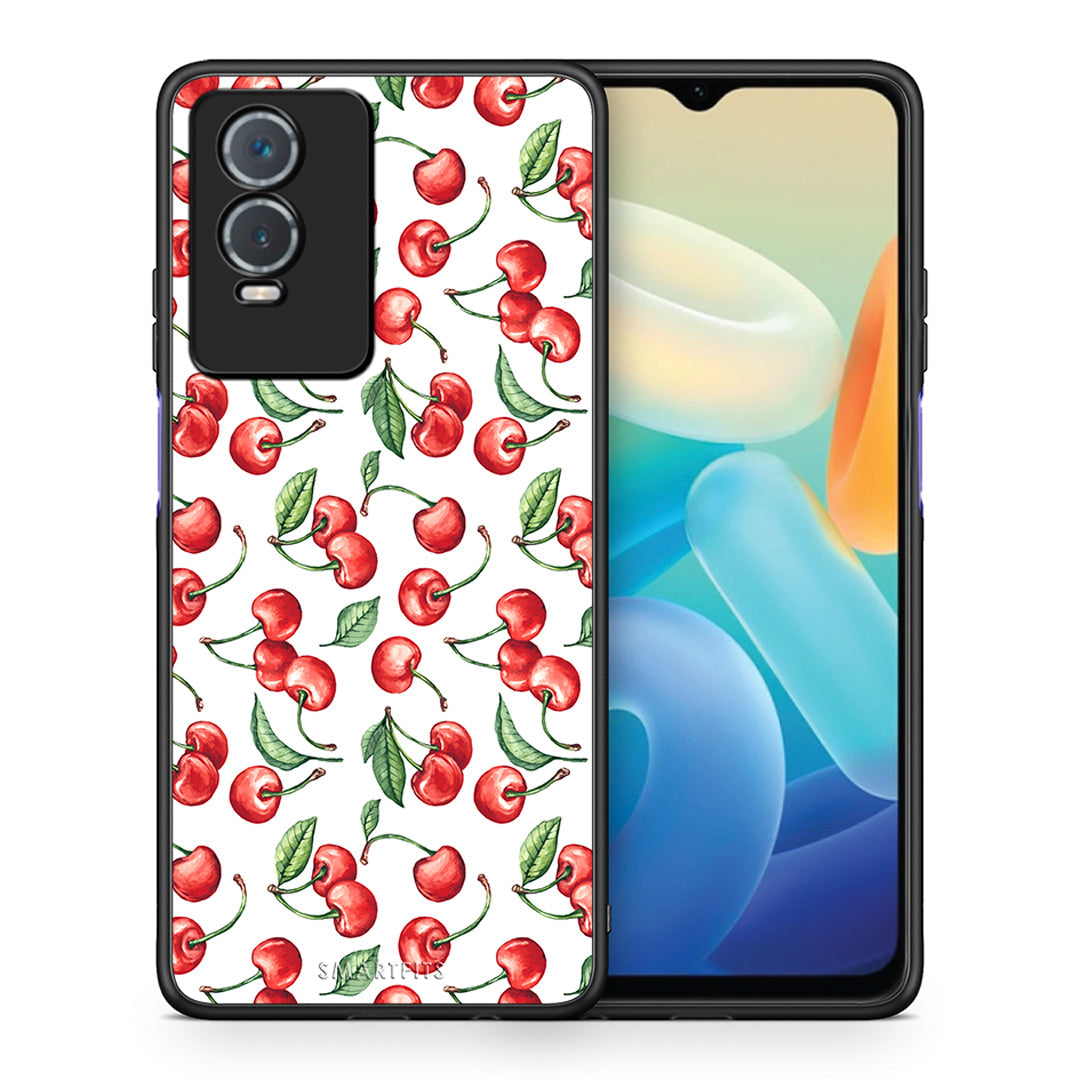 Θήκη Vivo Y76 5G / Y76s / Y74s Cherry Summer από τη Smartfits με σχέδιο στο πίσω μέρος και μαύρο περίβλημα | Vivo Y76 5G / Y76s / Y74s Cherry Summer case with colorful back and black bezels