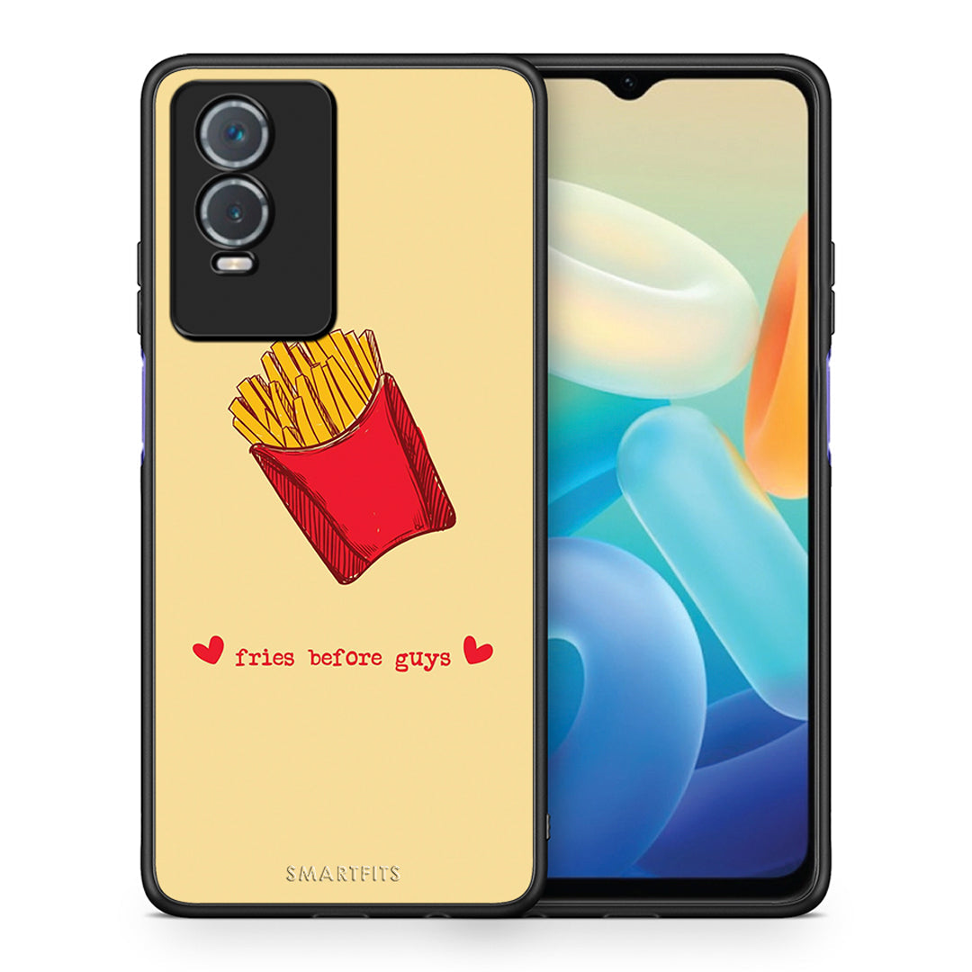 Θήκη Αγίου Βαλεντίνου Vivo Y76 5G / Y76s / Y74s Fries Before Guys από τη Smartfits με σχέδιο στο πίσω μέρος και μαύρο περίβλημα | Vivo Y76 5G / Y76s / Y74s Fries Before Guys case with colorful back and black bezels