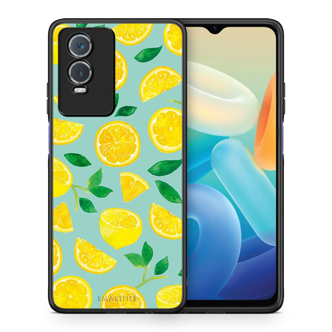 Θήκη Vivo Y76 5G / Y76s / Y74s Lemons από τη Smartfits με σχέδιο στο πίσω μέρος και μαύρο περίβλημα | Vivo Y76 5G / Y76s / Y74s Lemons case with colorful back and black bezels