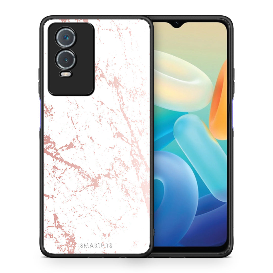 Θήκη Vivo Y76 5G / Y76s / Y74s Pink Splash Marble από τη Smartfits με σχέδιο στο πίσω μέρος και μαύρο περίβλημα | Vivo Y76 5G / Y76s / Y74s Pink Splash Marble case with colorful back and black bezels