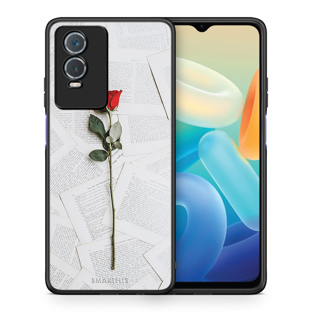 Θήκη Vivo Y76 5G / Y76s / Y74s Red Rose από τη Smartfits με σχέδιο στο πίσω μέρος και μαύρο περίβλημα | Vivo Y76 5G / Y76s / Y74s Red Rose case with colorful back and black bezels