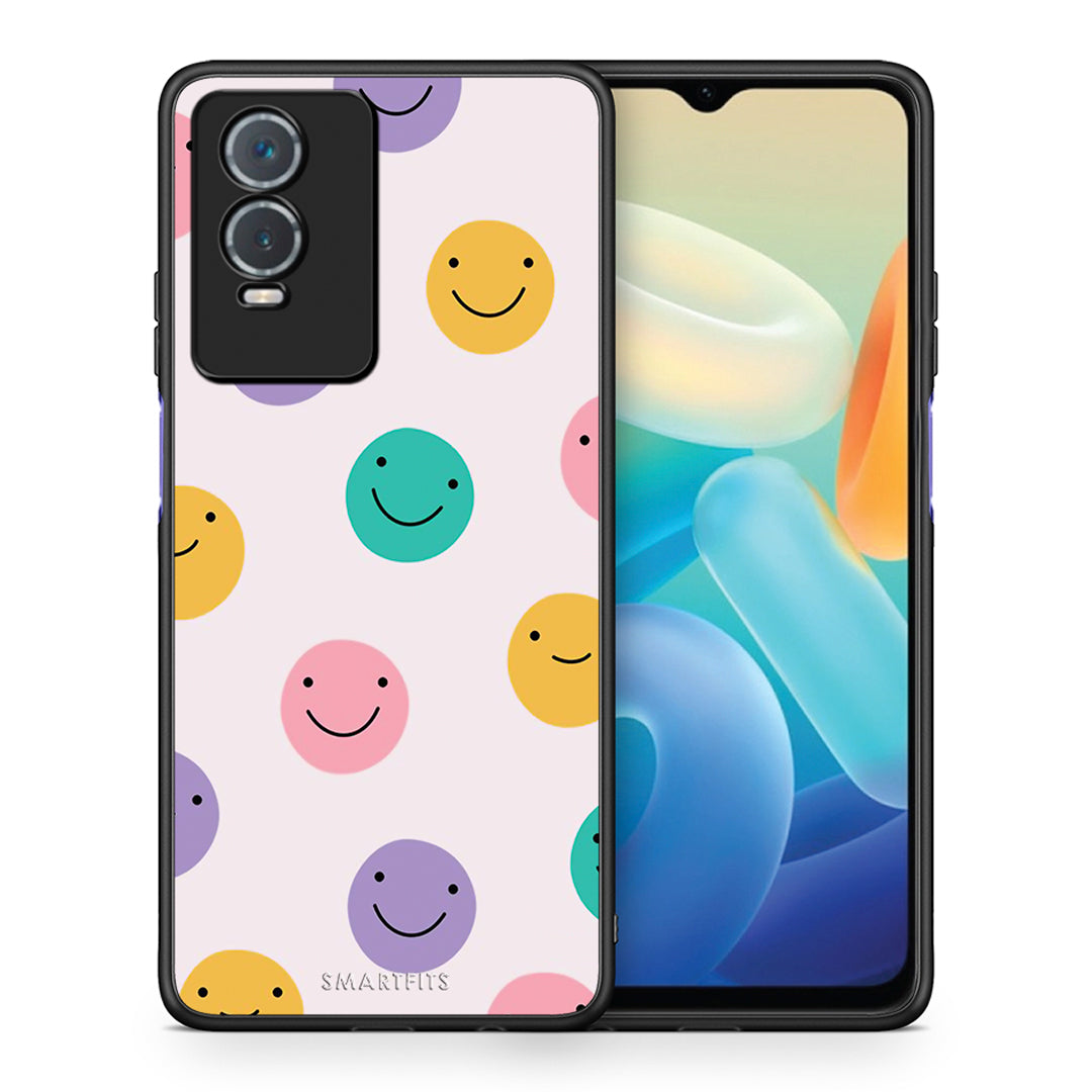 Θήκη Vivo Y76 5G / Y76s / Y74s Smiley Faces από τη Smartfits με σχέδιο στο πίσω μέρος και μαύρο περίβλημα | Vivo Y76 5G / Y76s / Y74s Smiley Faces case with colorful back and black bezels