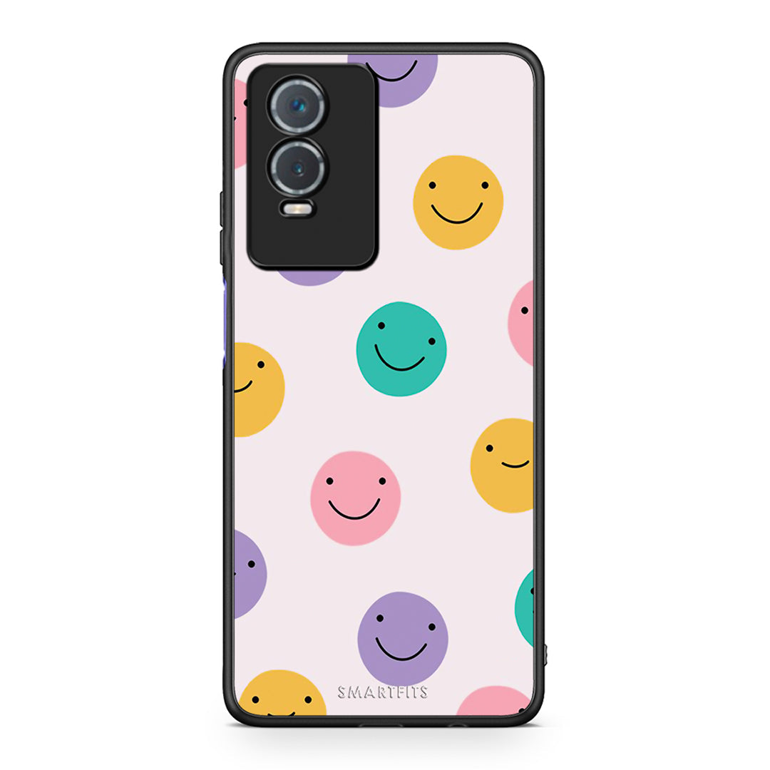 Vivo Y76 5G / Y76s / Y74s Smiley Faces θήκη από τη Smartfits με σχέδιο στο πίσω μέρος και μαύρο περίβλημα | Smartphone case with colorful back and black bezels by Smartfits