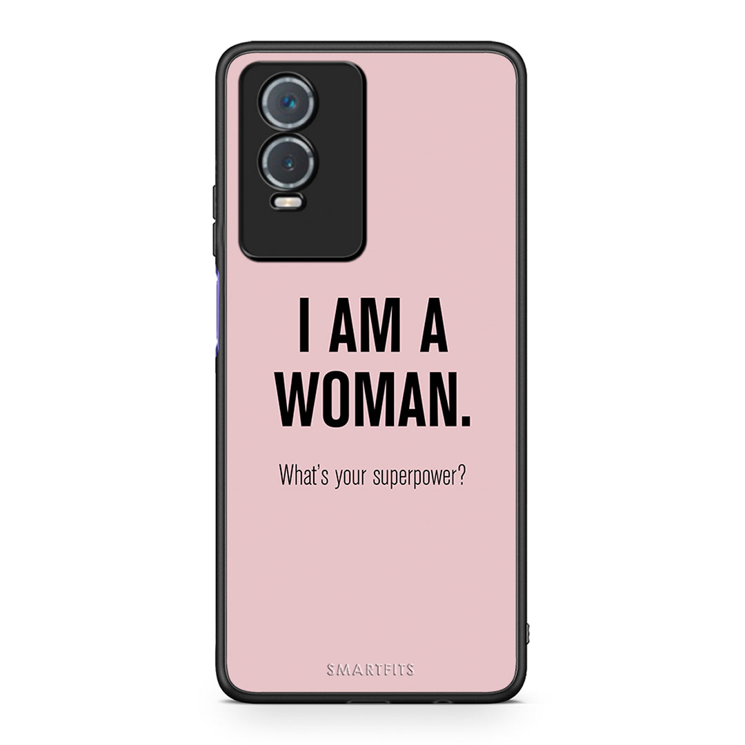 Vivo Y76 5G / Y76s / Y74s Superpower Woman θήκη από τη Smartfits με σχέδιο στο πίσω μέρος και μαύρο περίβλημα | Smartphone case with colorful back and black bezels by Smartfits