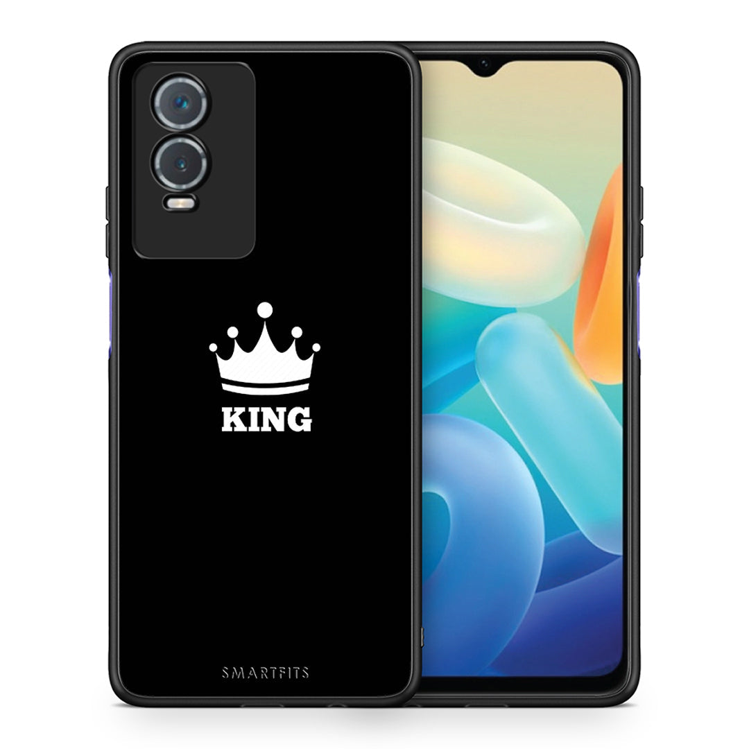 Θήκη Vivo Y76 5G / Y76s / Y74s King Valentine από τη Smartfits με σχέδιο στο πίσω μέρος και μαύρο περίβλημα | Vivo Y76 5G / Y76s / Y74s King Valentine case with colorful back and black bezels