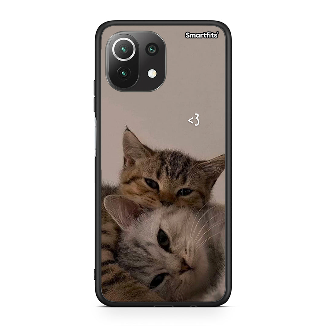 Xiaomi 11 Lite / Mi 11 Lite Cats In Love Θήκη από τη Smartfits με σχέδιο στο πίσω μέρος και μαύρο περίβλημα | Smartphone case with colorful back and black bezels by Smartfits