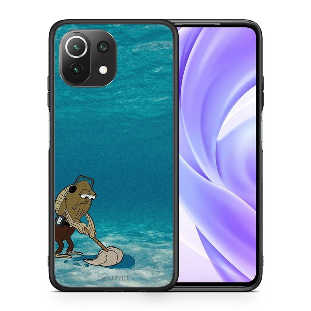 Θήκη Xiaomi 11 Lite / Mi 11 Lite Clean The Ocean από τη Smartfits με σχέδιο στο πίσω μέρος και μαύρο περίβλημα | Xiaomi 11 Lite / Mi 11 Lite Clean The Ocean case with colorful back and black bezels