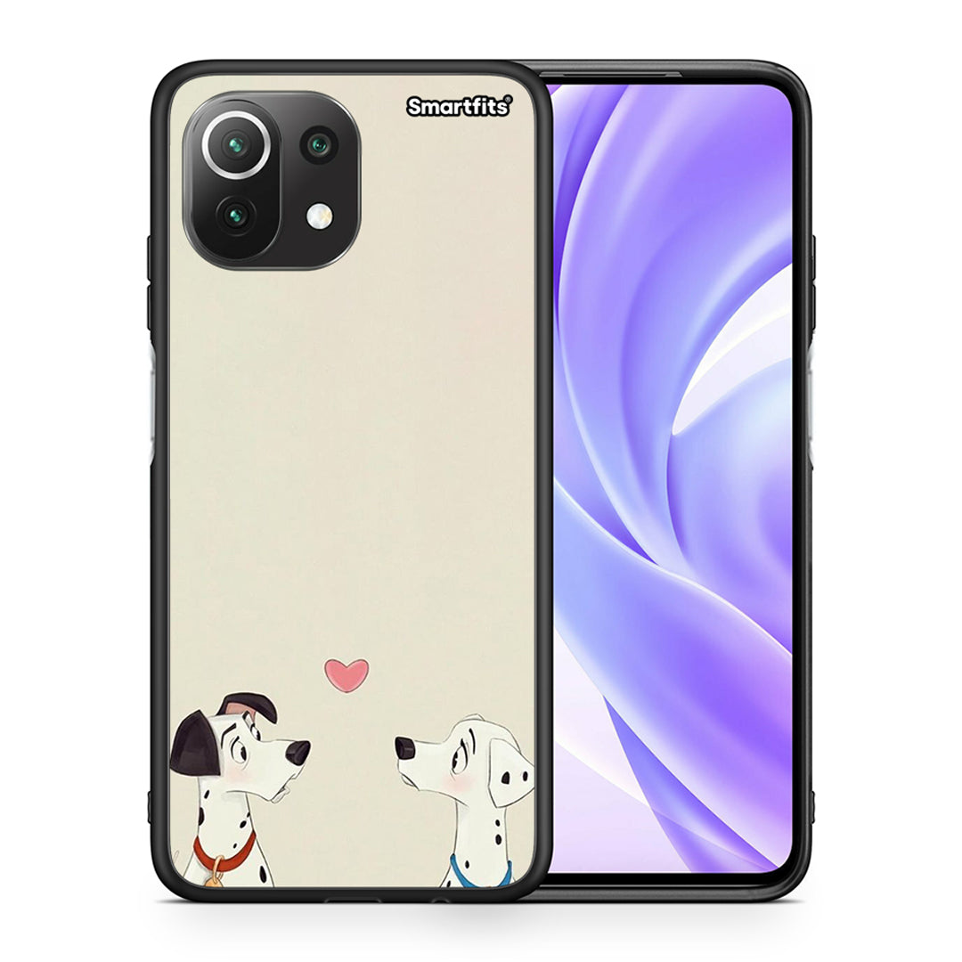 Θήκη Xiaomi 11 Lite/Mi 11 Lite Dalmatians Love από τη Smartfits με σχέδιο στο πίσω μέρος και μαύρο περίβλημα | Xiaomi 11 Lite/Mi 11 Lite Dalmatians Love case with colorful back and black bezels