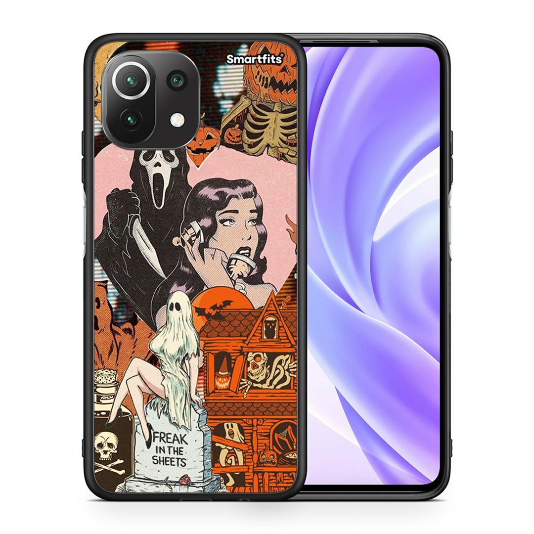 Θήκη Xiaomi 11 Lite / Mi 11 Lite Halloween Collage από τη Smartfits με σχέδιο στο πίσω μέρος και μαύρο περίβλημα | Xiaomi 11 Lite / Mi 11 Lite Halloween Collage case with colorful back and black bezels