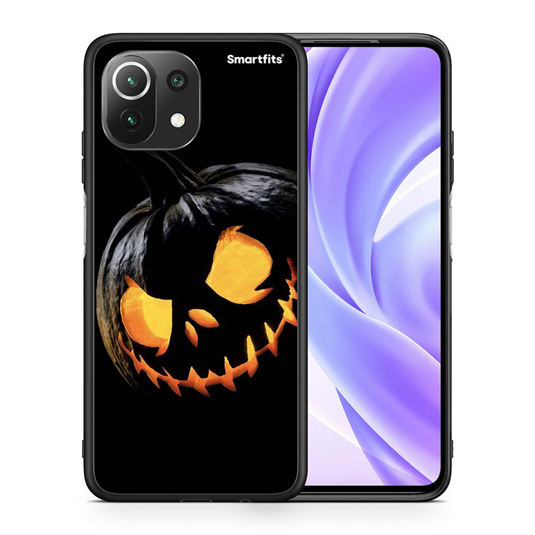 Θήκη Xiaomi 11 Lite / Mi 11 Lite Halloween Scary Pumpkin από τη Smartfits με σχέδιο στο πίσω μέρος και μαύρο περίβλημα | Xiaomi 11 Lite / Mi 11 Lite Halloween Scary Pumpkin case with colorful back and black bezels