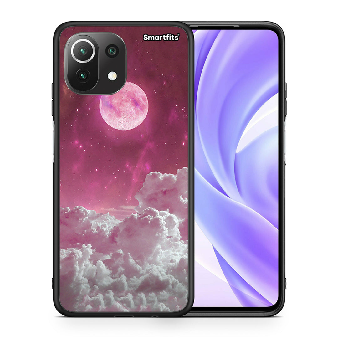 Θήκη Xiaomi 11 Lite / Mi 11 Lite Pink Moon από τη Smartfits με σχέδιο στο πίσω μέρος και μαύρο περίβλημα | Xiaomi 11 Lite / Mi 11 Lite Pink Moon case with colorful back and black bezels