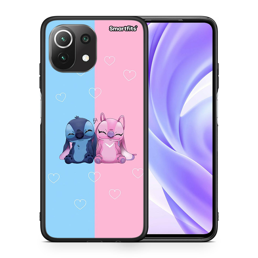 Θήκη Xiaomi 11 Lite/Mi 11 Lite Stitch And Angel από τη Smartfits με σχέδιο στο πίσω μέρος και μαύρο περίβλημα | Xiaomi 11 Lite/Mi 11 Lite Stitch And Angel case with colorful back and black bezels