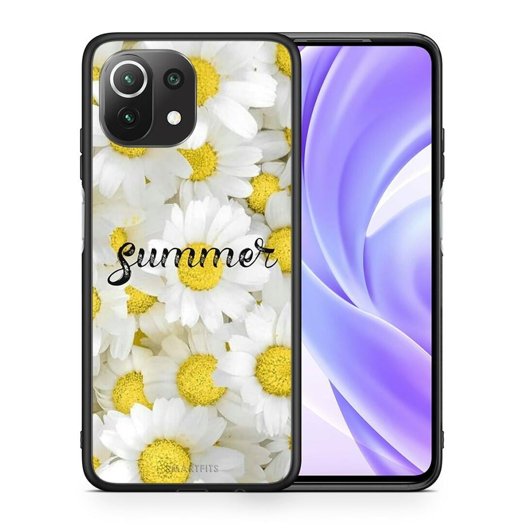 Θήκη Xiaomi 11 Lite / Mi 11 Lite Summer Daisies από τη Smartfits με σχέδιο στο πίσω μέρος και μαύρο περίβλημα | Xiaomi 11 Lite / Mi 11 Lite Summer Daisies case with colorful back and black bezels