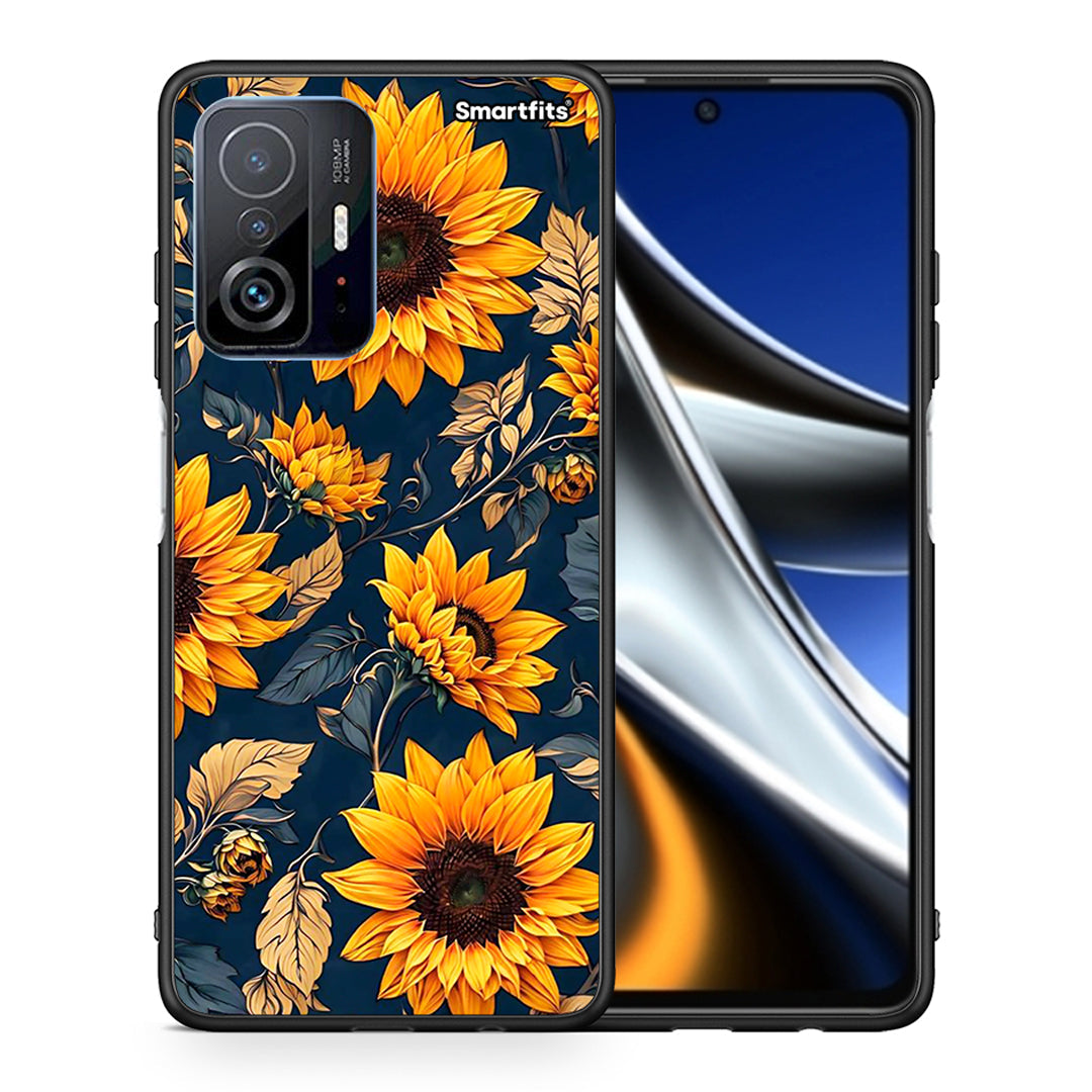 Θήκη Xiaomi 11T / 11T Pro Autumn Sunflowers από τη Smartfits με σχέδιο στο πίσω μέρος και μαύρο περίβλημα | Xiaomi 11T / 11T Pro Autumn Sunflowers case with colorful back and black bezels