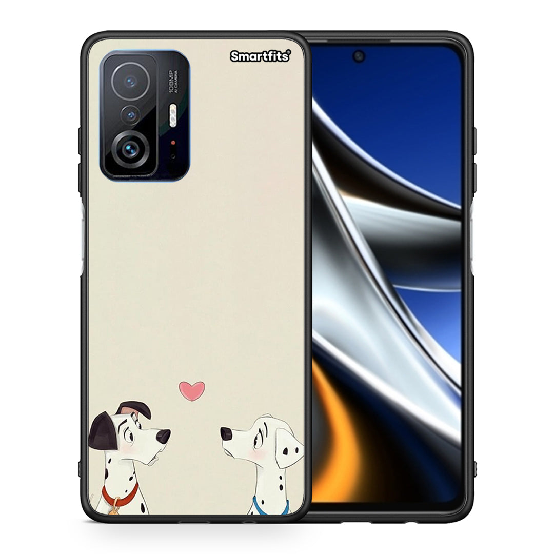 Θήκη Xiaomi 11T/11T Pro Dalmatians Love από τη Smartfits με σχέδιο στο πίσω μέρος και μαύρο περίβλημα | Xiaomi 11T/11T Pro Dalmatians Love case with colorful back and black bezels