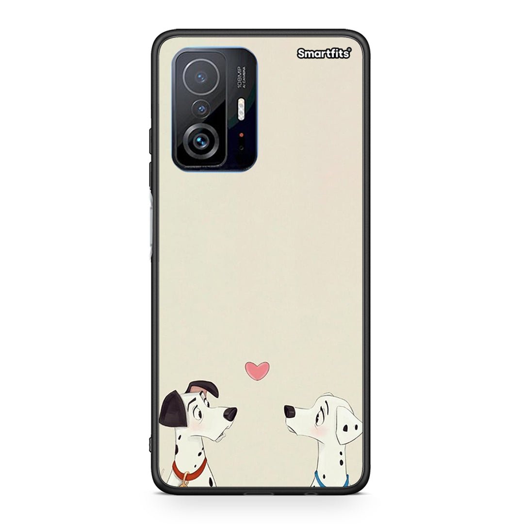 Xiaomi 11T/11T Pro Dalmatians Love θήκη από τη Smartfits με σχέδιο στο πίσω μέρος και μαύρο περίβλημα | Smartphone case with colorful back and black bezels by Smartfits